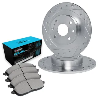 R1 Concepts WGWN1-74020 E- Line Series Brake Rotor - D/S - Silver W/ Ceramic Pads